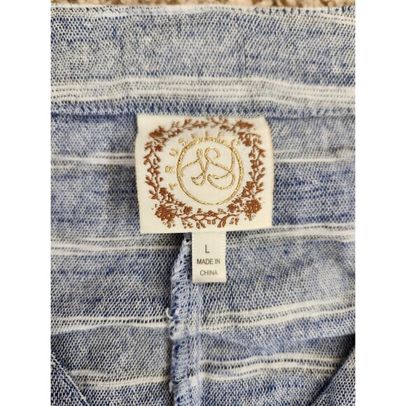 TRU SELF  BEALLS Women’s Blouse Top Size Large Button Front Tie Short Sleeves - Picture 4 of 6